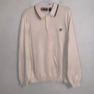 Chaps Men’s Off White Long Sleeve Polo/Rugby Shirt Cotton Size L